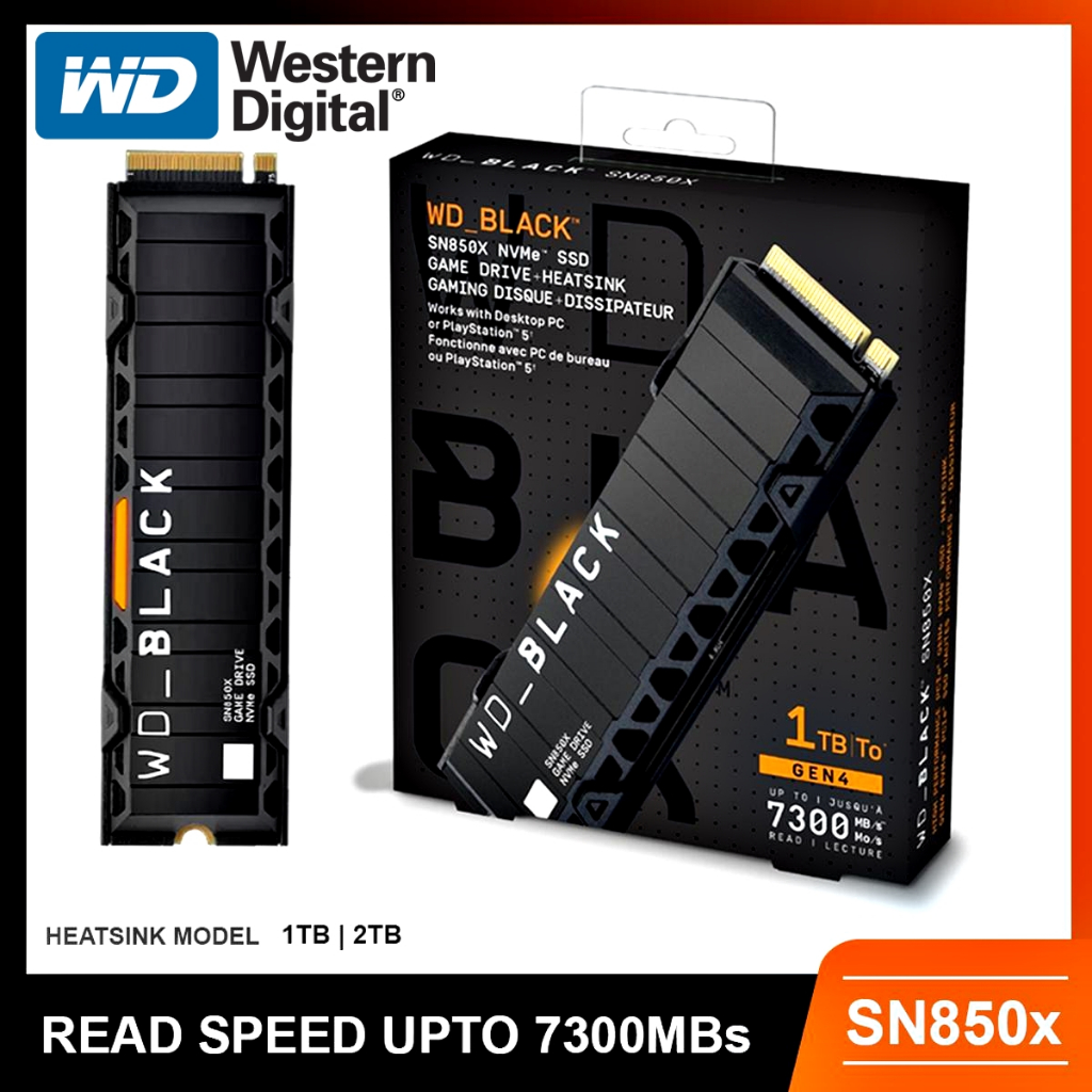 1TB / 2TB SSD (เอสเอสดี) WD BLACK SN850X WITH HEATSINK - PCIe 4
