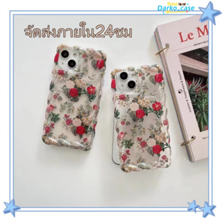 🎈จัดส่งภายใน24ชม🎈เคส for iPhone 11 14 Pro Max Case for iPhone 12 13 ป้องกันการตก การป้องกัน ดอกกุหลาบ โปร่งแสง