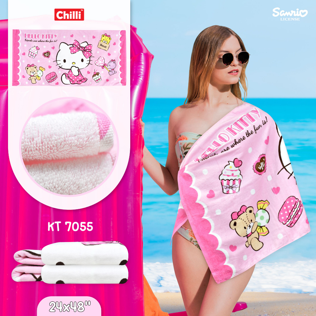 ของแท้-100-sanrio-ผ้าขนหนูลิขสิทธิ์-kitty-kt-7055-ขนาด-24x48-นิ้ว