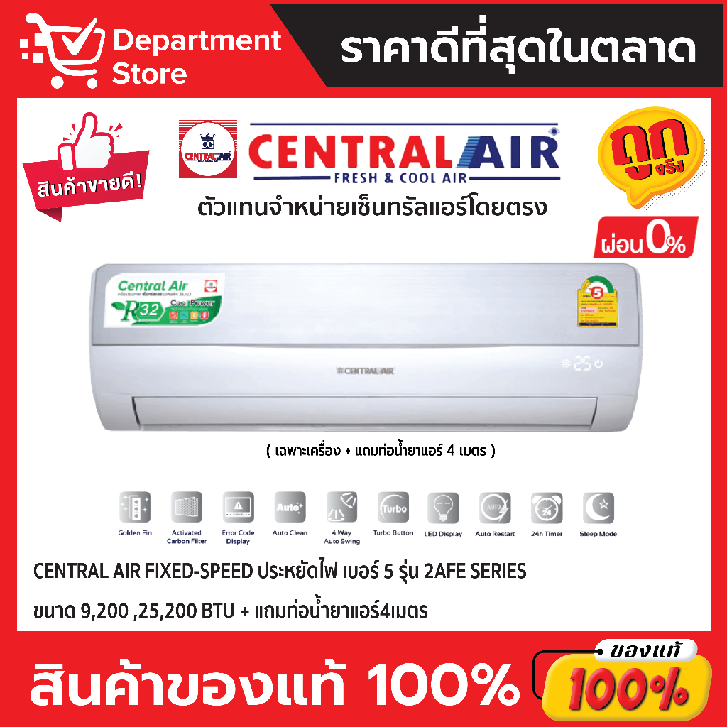 แอร์-เซ็นทรัลแอร์-central-air-ติดผนัง-fixed-speed-รุ่น-2afe-series-แถมท่อนํ้ายาแอร์-4-เมตร-เฉพาะเครื่อง