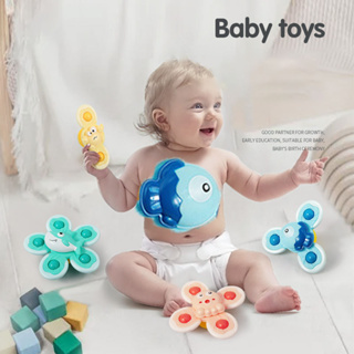 ของเล่นอาบน้ำเด็กหมุนได้ Montessori, อ่างอาบน้ำเด็กของเล่นถ้วยดูดหมุน, ของเล่นยางกัดสำหรับเด็ก, เล่นได้หลายวิธีในที่เดีย