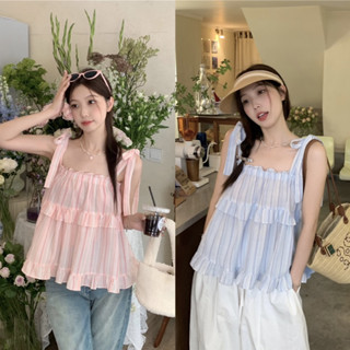 [ใส่โค้ด 𝑫𝑶𝑼𝑩𝑳𝑬𝑺𝑷𝟏𝟏 ลดทันที 15%]  🍧🥣Gigi top 🥣🍧เสื้อกล้ามผ้าคอตตอนลายทาง