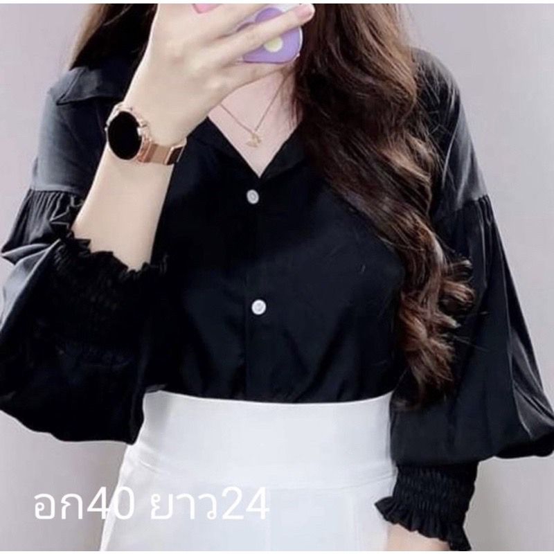 พร้อมส่ง-เสื้อเชิ้ตสีพื้นฟรีไซส์-ปลายเเขนจั้ม-เสื้อเชิ้ตเดฟชั่น-ใส่ทำงานได้-ผ้าใส่สบาย