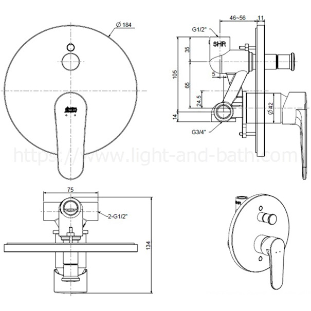 american-standard-ffasb221-6t9500bt0-ก๊อกผสมอ่างอาบน้ำแบบฝังผนัง-รุ่น-codie