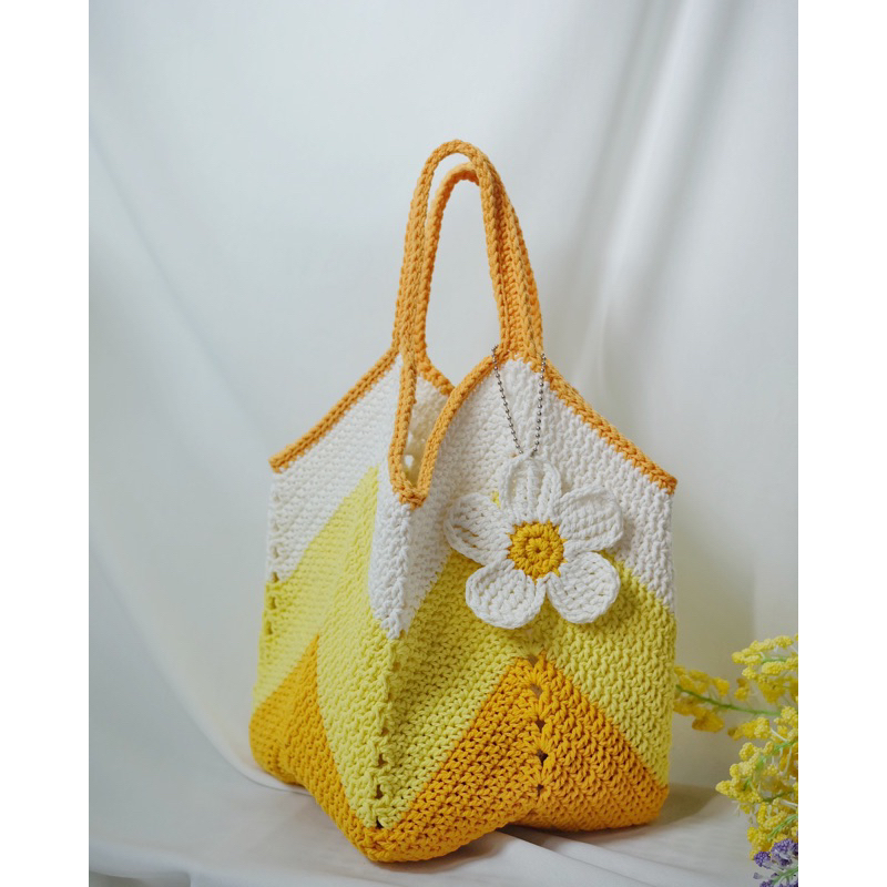 กระเป๋าถักเชือกฟอก-มินิ-3-สี-ฟรีดอกไม้ห้อย