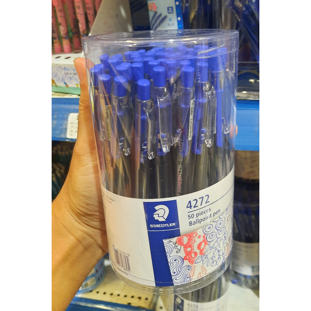 ปากกาลูกลื่น-staedtler-กระปุก-50-ด้าม-ปากกาลูกลื่นแบบกด-สเต็ดเล่อร์-ปากกากด-หัว-0-7mm-รุ่น-ballpoint-pen-4272