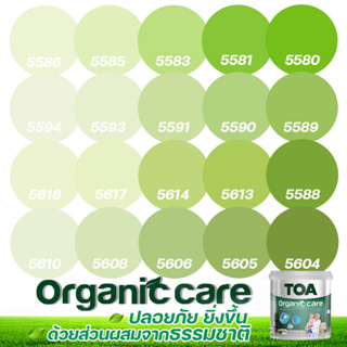 TOA Organic Care ออร์แกนิคแคร์ สีเขียว ใบไม้ 9L สีทาภายใน ปลอดภัยที่สุด ไร้กลิ่น เกรด15 ปี สีทาภายใน สีทาบ้าน เกรดสูงสุด