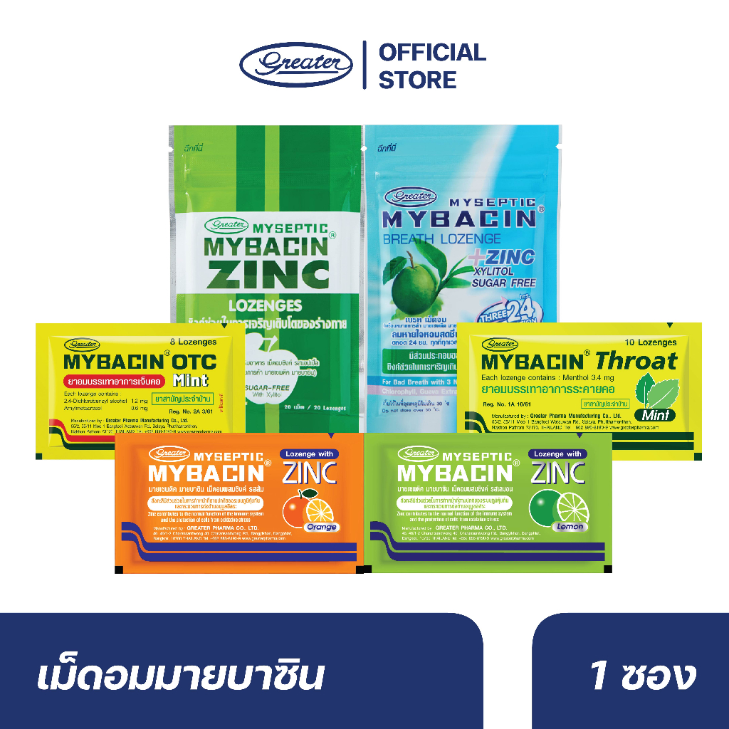 ภาพหน้าปกสินค้าเม็ดอมมายบาซิน ซองละ 10 เม็ด _Greater pharma จากร้าน greaterpharma บน Shopee