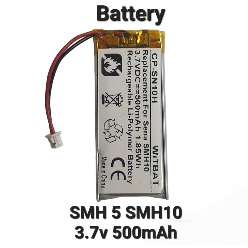 3,7 V reservebatterij LP502540 voor Sena SMH5, SMH5-FM Bluetooth- hoofdtelefoon en intercom (1 stuk