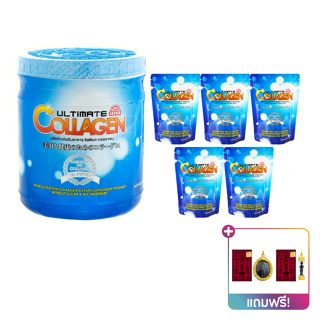 Ultimate Collagen 250 กรัม 1 กระปุก ฟรี 50 กรัม 5 ซอง, ผ้ายันต์มงคล + จี้เหรียญหรือตะกรุดท่านไข่(คละของแถมให้)