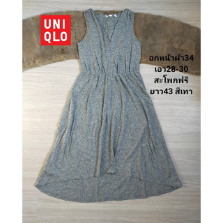 UNIQLO เดรสยาว แขนกุด คอวี ทรงปล่อย มินิมอล สีสวย ผ้าดี ใส่สบาย สภาพเหมือนใหม่ ขนาดไซส์ดูภาพแรกค่ะ งานจริงสวยค่ะ