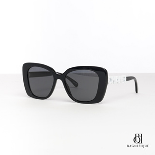 NEW CHANEL SUNGLASSES 54 MM BLACK WHITE DIAMOND