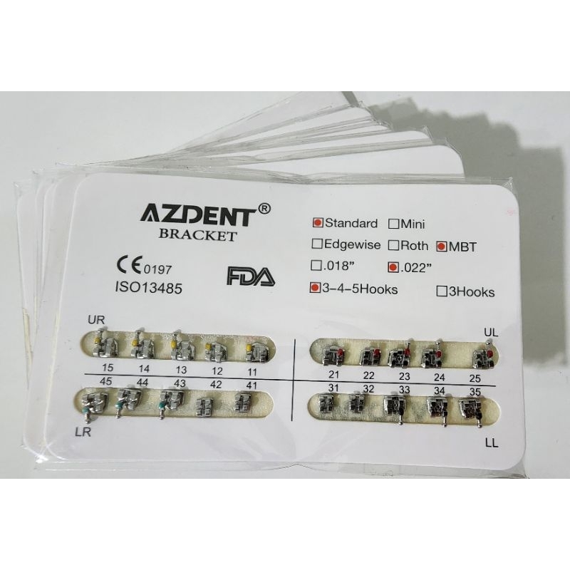 Azdent brackets เหล็กจัดฟันโลหะ MBT/Roth 0.022 (10 แผง) Shopee Thailand