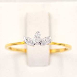 แหวนใบ 3 แฉก เก๋ๆ ☘️ แหวนเพชร แหวนทองเพชรแท้ ทองแท้ 37.5% (9K) ME943