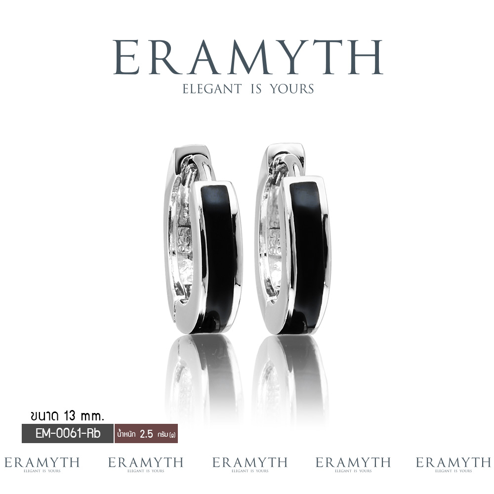 eramyth-jewelry-ต่างหูห่วง-ดีไซน์ลงสี-enamel-ดำ-เงินแท้-92-5-13mm-em-0061-rb-13-สินค้ามาตรฐานส่งออก