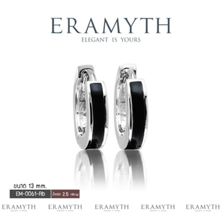 Eramyth Jewelry ต่างหูห่วง ดีไซน์ลงสี Enamel ดำ เงินแท้ 92.5 13MM EM-0061-Rb-13 สินค้ามาตรฐานส่งออก