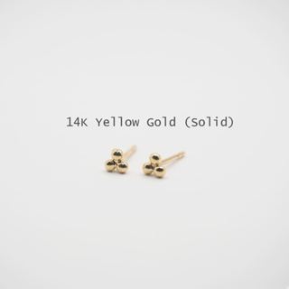 ต่างหูทองคำแท้ 14K ทั้งชิ้นไม่ใช่งานชุบ ต่างหูบอล trinity ball studs, minimalist earrings, everyday earrings