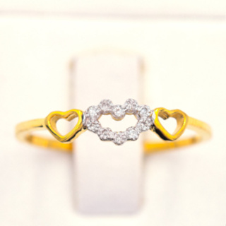 แหวนหัวใจฝังเพชรรอบ แหวนเพชร แหวนทองเพชรแท้ ทองแท้ 37.5% (9K) ME014