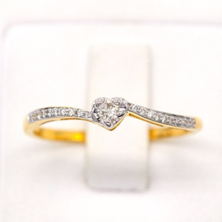 แหวนเพชรหัวใจ ก้านบิด บ่าเพชร แหวนเพชร แหวนทองเพชรแท้ ทองแท้ 37.5% (9K) ME825