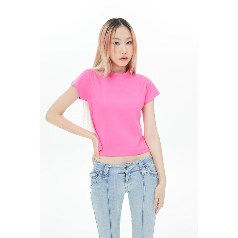 btn07-neon-pink-สีชมพูกลาง-baby-tee-cotton100-usa-no-40-รุ่นยืดหยุ่นสูง