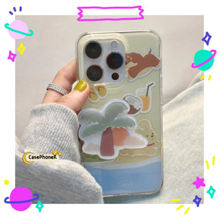 ✨จัดส่งภายใน 24 ชม✨เคสไอโฟน12 13 14 Pro For 11 ฤดูร้อน ความนิยม แฟชั่น มหาสมุทร สาวน่ารักหัวใจ เรียบง่าย การป้องกันการตก