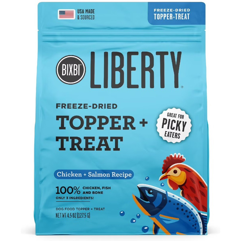 อาหารเสริมรสชาติสำหรับสุนัข-bixbi-liberty-freeze-dried-topper-treat-สูตร-chicken-salmon-ขนาด-127-5-g