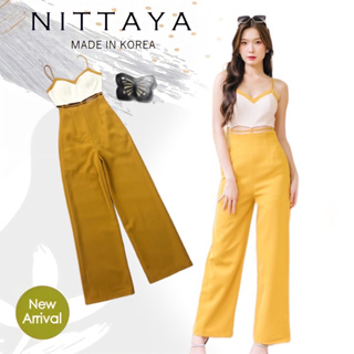 NITTAYA จั้มสายเดี่ยวทรูโทนตรงช่วงเอวเว้าเอวYellow(*รบกวนเช็คสต๊อกก่อนกดสั่งซื้อ)