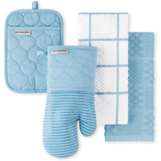 KitchenAid ชุดถุงมือจับของร้อน Onion Quilt Kitchen Towel, Oven Mitt &amp; Potholder Set, 💙​ Blue Velvet