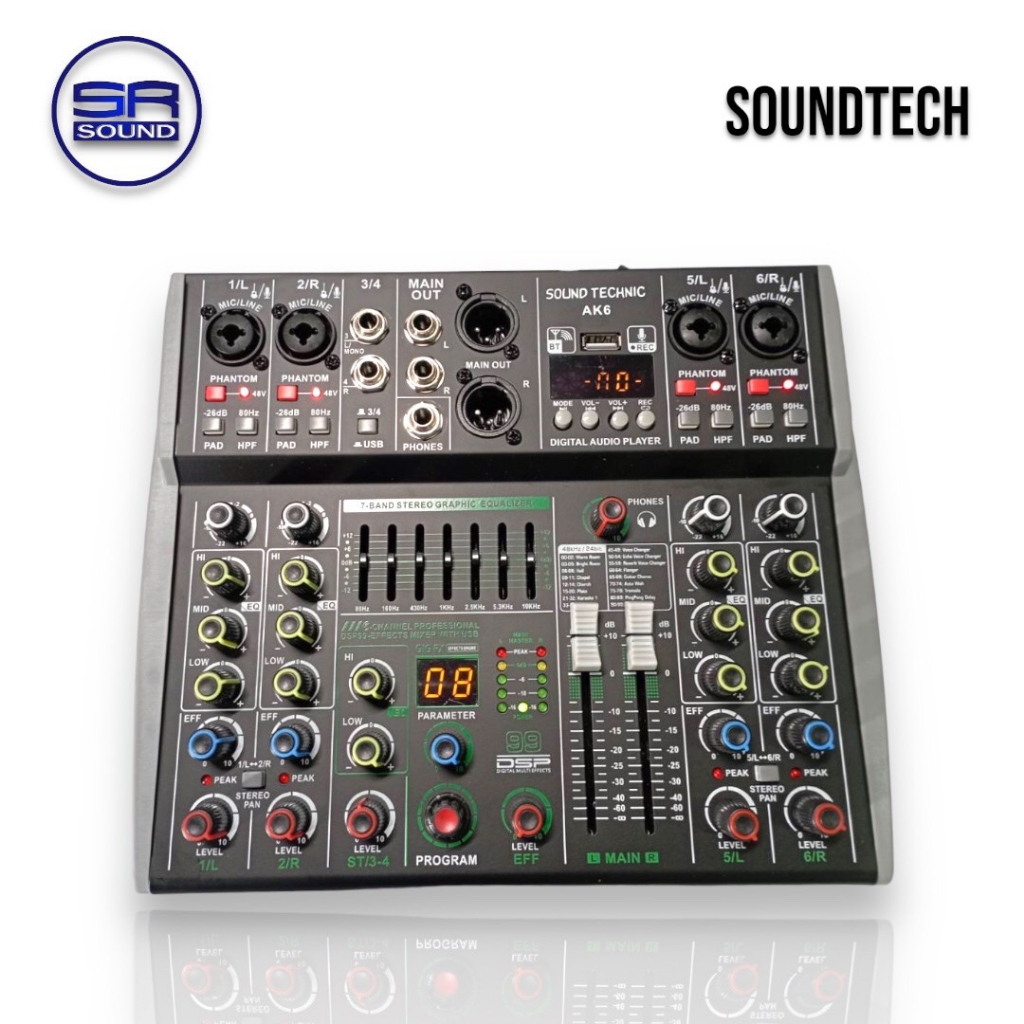 ฟรีค่าส่งSOUNDTECH AK6 MIXER มิกซ์เซอร์ 6ch เอฟเฟค 99DSP (สินค้าใหม่/มี ...