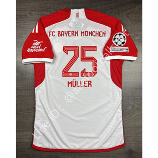 เสื้อฟุตบอล เกรด player Bayern Munich Home บาเยิร์น มิวนิค เหย้า 2023/24 อาร์ม UCL เบอร์ชื่อ 25 MULLER