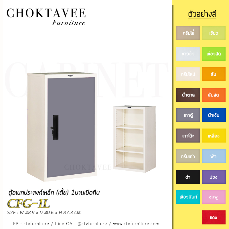 ตู้อเนกประสงค์เหล็ก-เตี้ย-1บานเปิดทึบ-รุ่น-cfg-1l