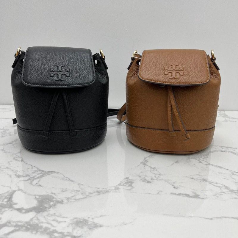 กระเป๋าเป้ Tory Burch THEA Mini Bucket Pebble Leather Backpack Shopee