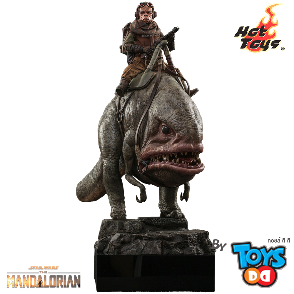 Hot Toys Set 1:6 Mandalorian E Blurrg - Action Figure Da Collezione Di The Mandalorian, Altezza 30 Cm Mandalorian E 37 Cm Blurrg
