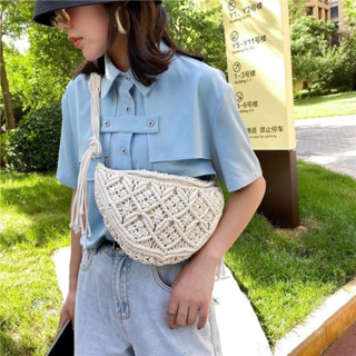 กระเป๋าเชือกถักคาดอก woven belt bag มีซับใน สายสามารถปรับได้ สะพายได้ 2 แบบ P224