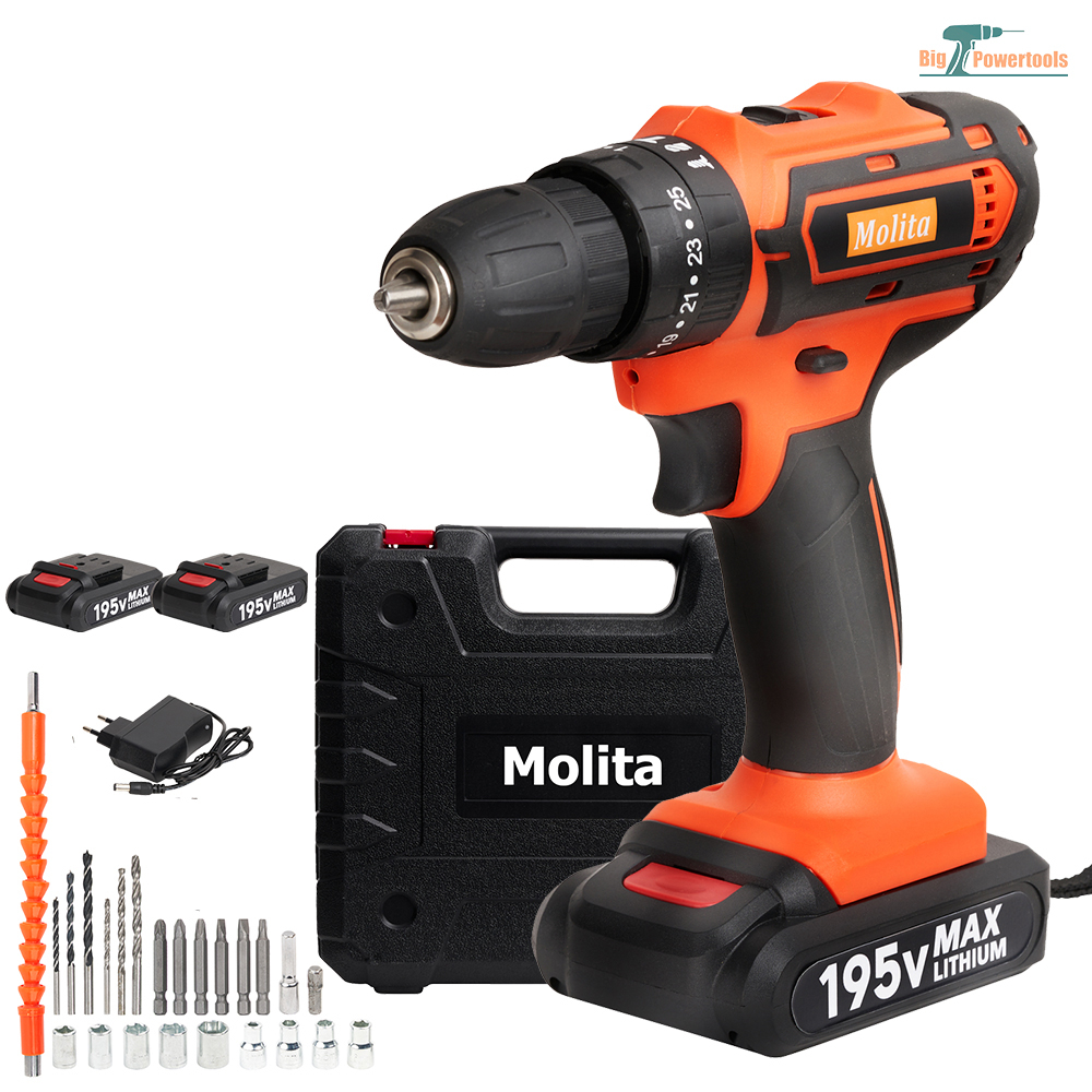 MOLITA สว่านไร้สาย สว่าน 195V 3 ระบบ มีระบบกระแทก แบตเตอรี่ Li-ion ...