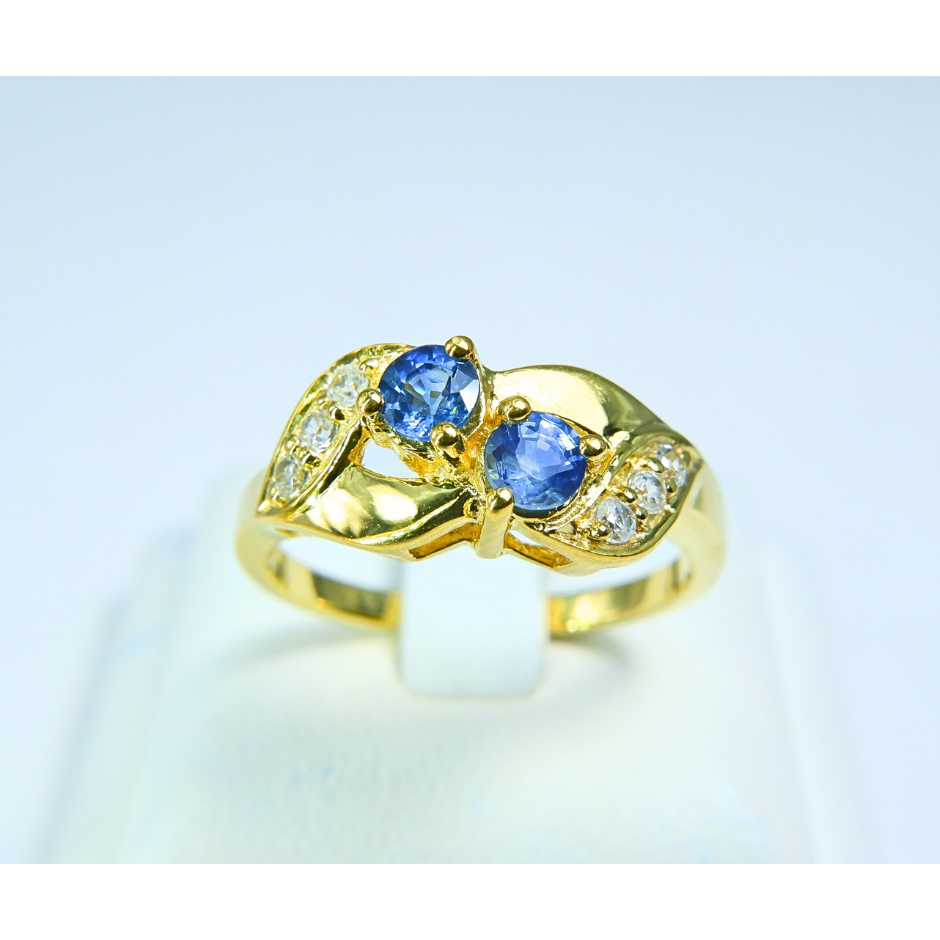 BJ jewelry แหวนเงินแท้ 925 ฝังพลอย ไพลินกาญจนบุรี (Kanchanaburi