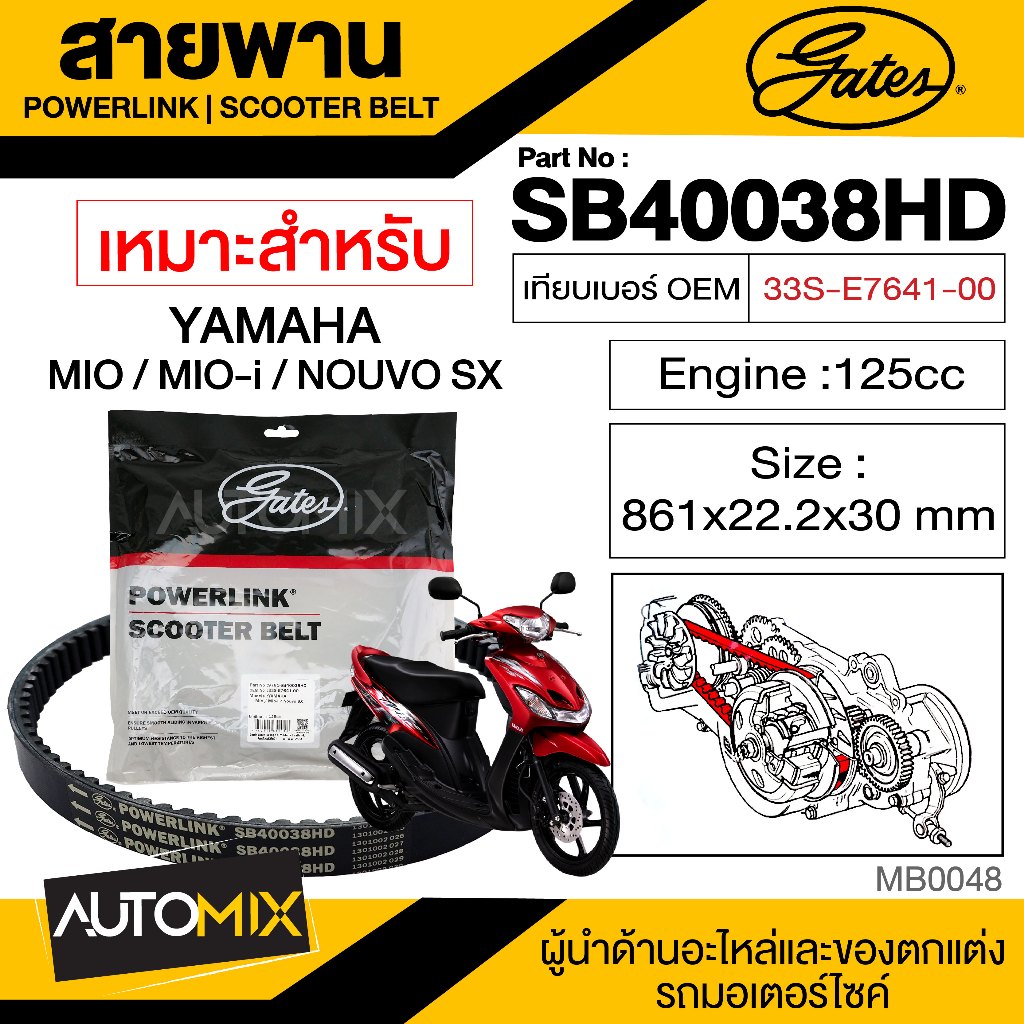 สายพาน-yamaha-mio-125-nouvo-sx-powerlink-scooter-belt-สายพานมอเตอร์ไซค์-อะไหล่มอไซค์-อะไหล่แต่ง-มอเตอร์ไซค์-mb0048