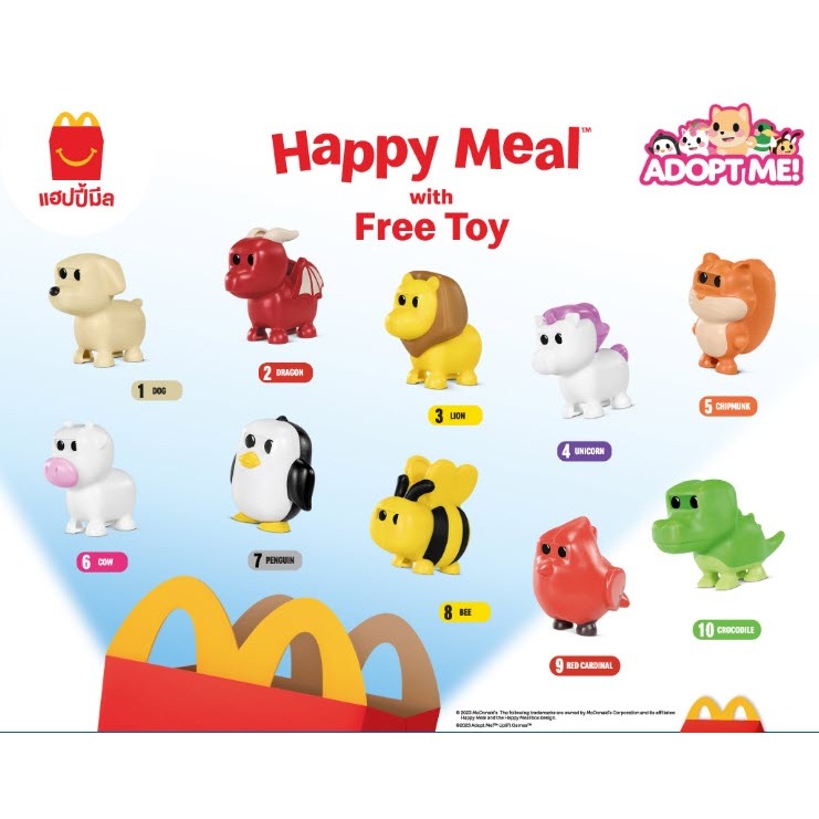 Adopt Me! สัตว์เลี้ยงตัวจิ๋ว Roblox Toys Happy Meal MC Donald Toy 2023