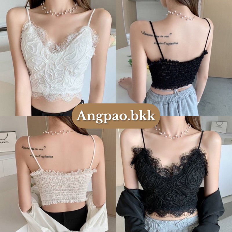 เสื้อสายเดี่ยว-เเฟชั่น-ฟองน้ำในตัว-พร้อมส่ง