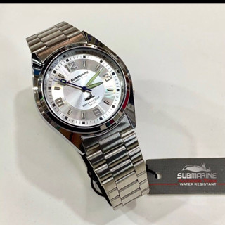 US SUBMARINEนาฬิกาข้อมือชาย เครื่องญี่ปุ่นQuartz Analog3เข็ม เข็มชั่วโมงและนาทีพรายน้ำ 30 มม.เรือนและสายสแตนเลส3ไมครอน