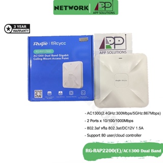 💥SALE💥REYEE Access Point AC1300 Wave2/2Port Gigabit/Cloud Control รุ่นRG-RAP2200-E(ประกัน3ปี)