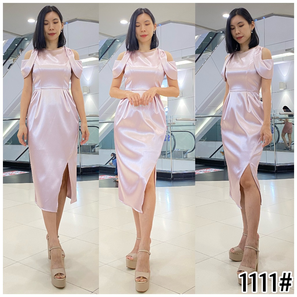 เดรสเว้าบ่ากระโปรงทิวลิป พรางแขนสะโพก ชุดไปงานแต่ง เพื่อนเจ้าสาว ไซส์ S-3XL ส่งไว มุมมองที่ 6