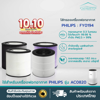 ไส้กรองอากาศ FY0194 สำหรับเครื่อง Philips AC0820 คุณภาพดี กรองฝุ่น PM2.5 ใช้งานได้ยาวนาน