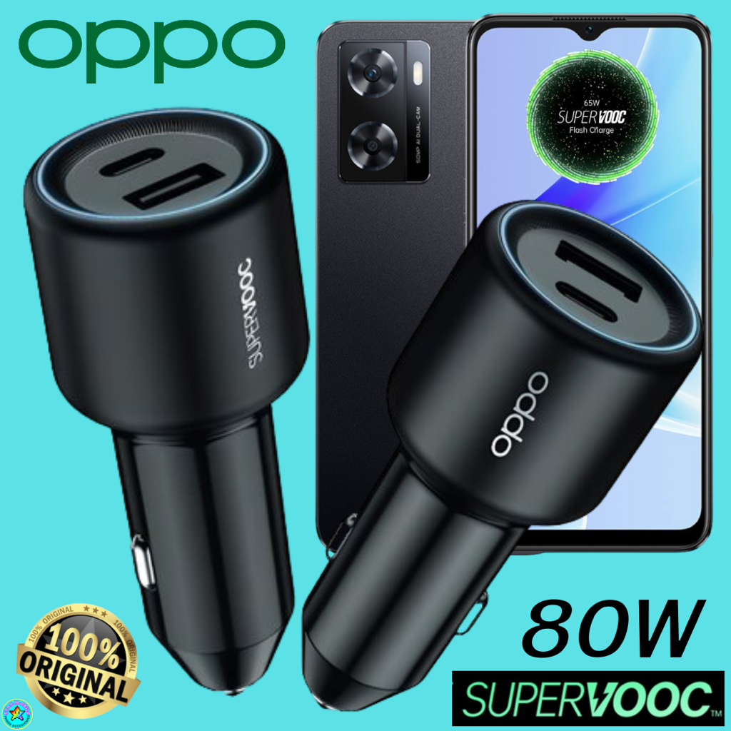 ที่ชาร์จ ในรถยนต์ ออปโป้ OPPO Car Charger 80W Max Super Vooc Duo UsbC + UsbA การชาร์จเร็วแบบ