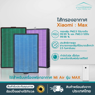 มีRFID (2 ชิ้นครบชุด) แผ่นกรองอากาศ สำหรับ XIAOMI MI AIR PURIFIER MAX FILTER อะไหล่ OEM