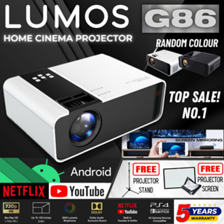 ราคาและรีวิว⭐มินิ โปรเจคเตอร์ G86 HD Mini Projector LED⭐ขายใหญ่ 6000 Lumens Android โปรเจคเตอร์มินิโปรเจคเตอร์ HD projector WIFI LCD