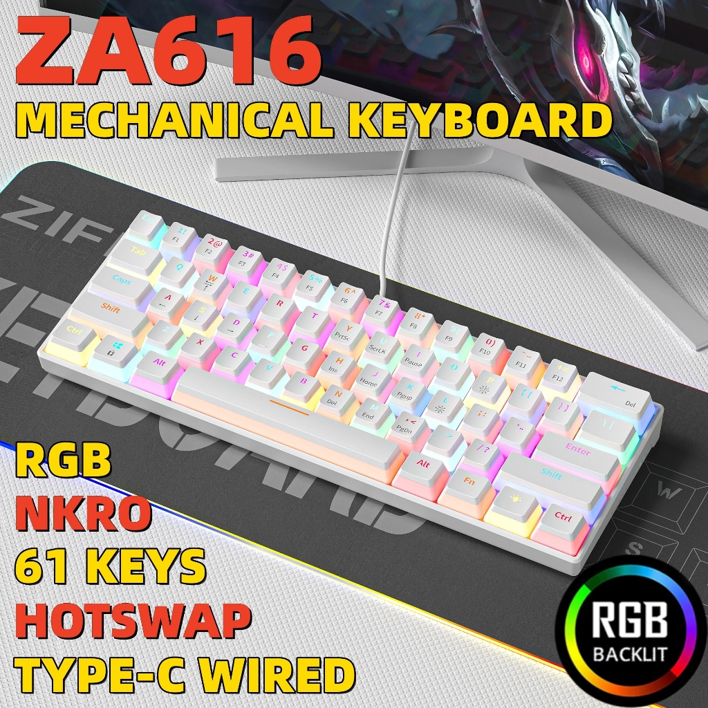 ภาพหน้าปกสินค้าพร้อมส่งจากไทย ZA616 คีย์แคปไทย Mechanical keyboard คีย์บอร์ดเชิงกล คีย์บอร์ดเกมมิ่งแบบมีสาย จากร้าน pmvbjv0roq บน Shopee