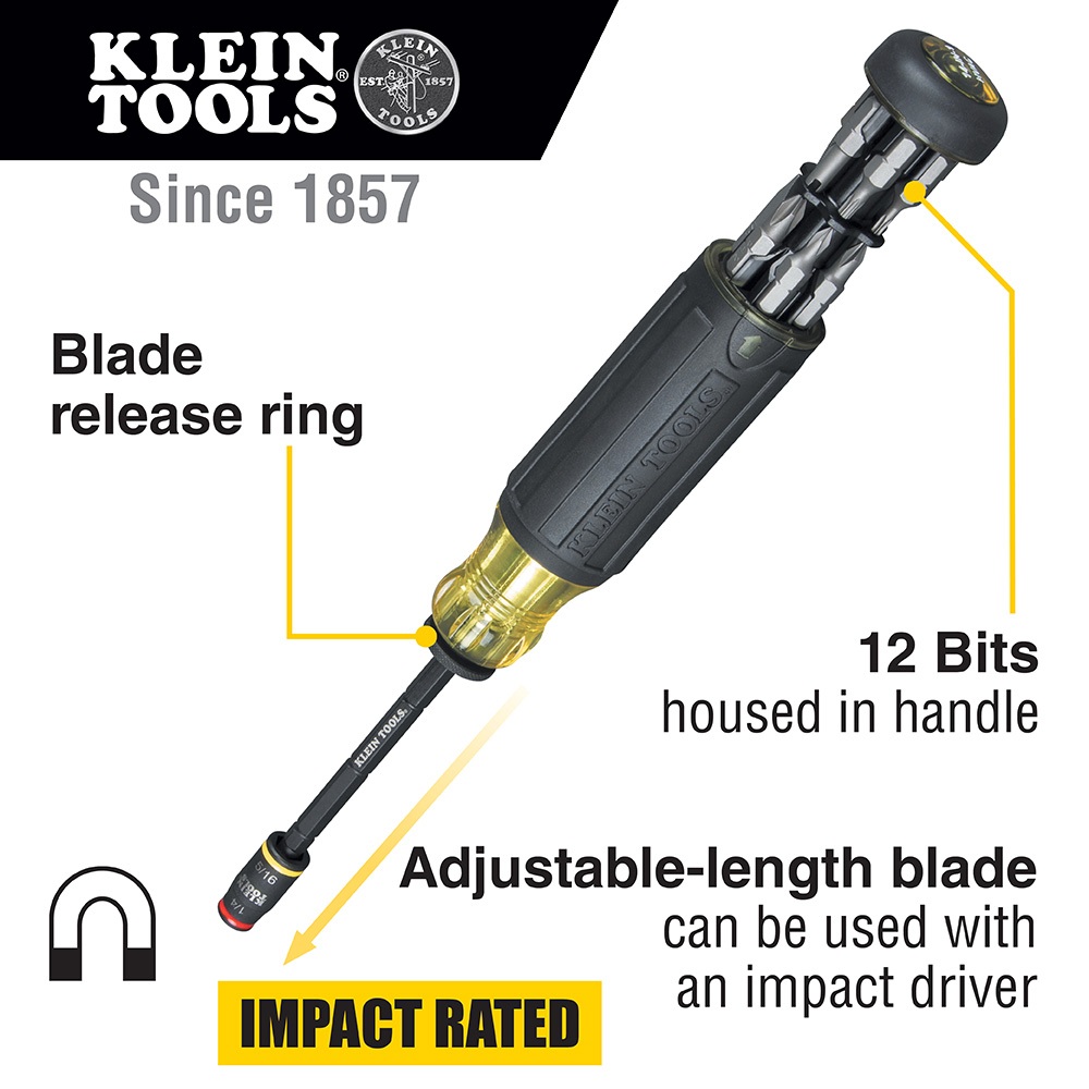 ไขควง KLEIN 14in1 HVAC AdjustableLength Screwdriver "32304" Shopee