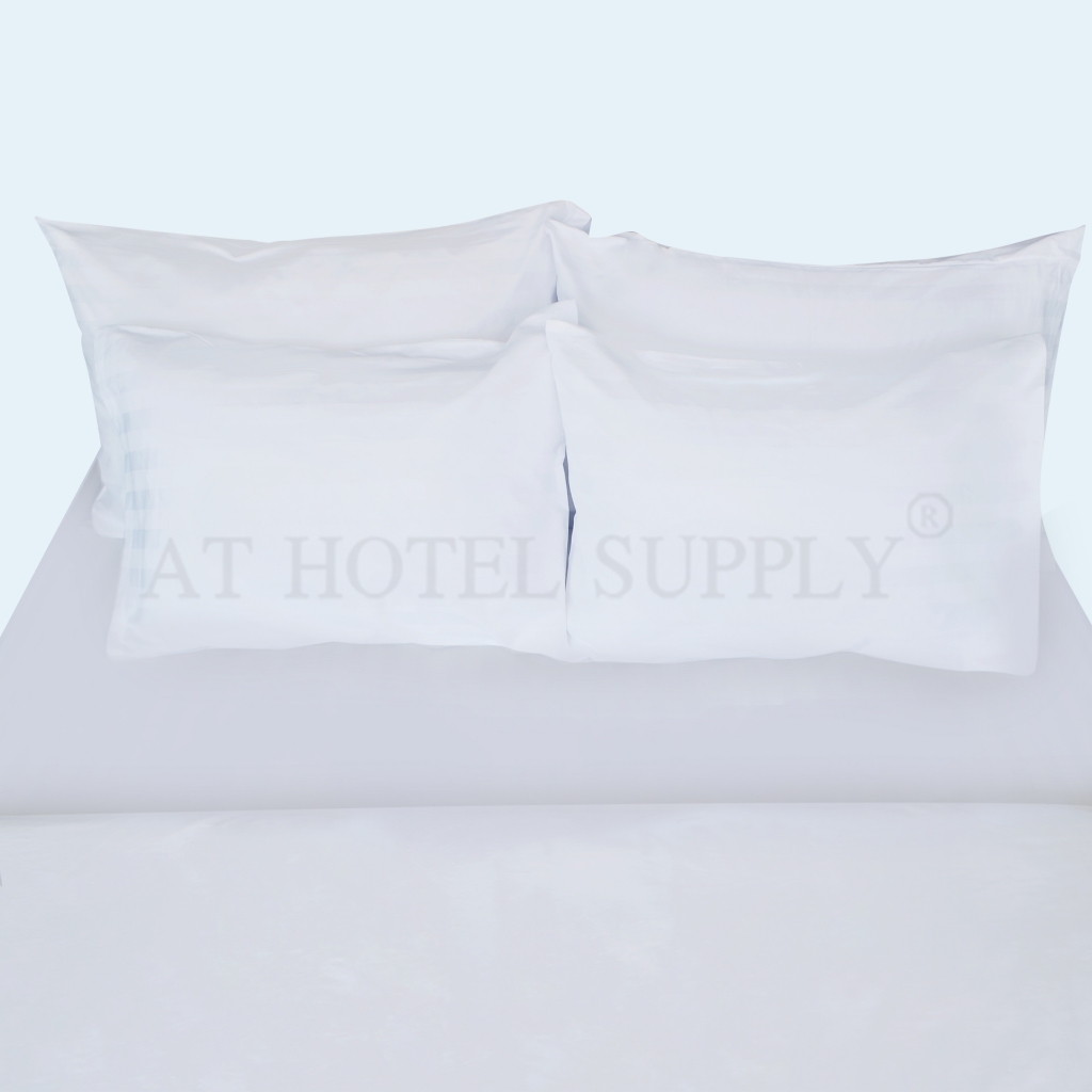 athotelsupply-ผ้าปูที่นอน-สีขาวเรียบ-แบบรัดมุม-ผ้า-cvc220-ขนาด-60-x-78-x-10-นิ้ว-150-200-25-ซม-5-ฟุต-เกรดโรงแรม