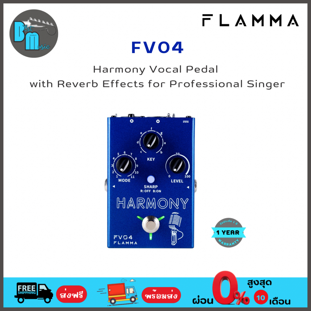 FLAMMA FV04 Harmony Vocal Pedal With Reverb Effects For Professional